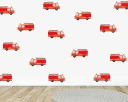 Fire Truck Wall Stickers Kids' Playroom Decor - Set Of 27 - thumbnail 1
