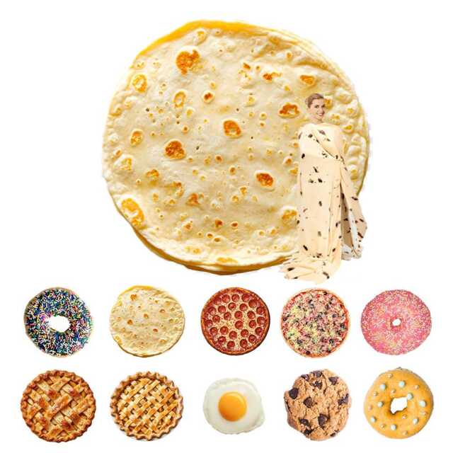 Food Themed Blanket - Donut, Pizza, Tortilla, Pie Throw Soft Cosy Round Fun Novelty Gift For Home, Office, Couch & Bed D??cor - image 1