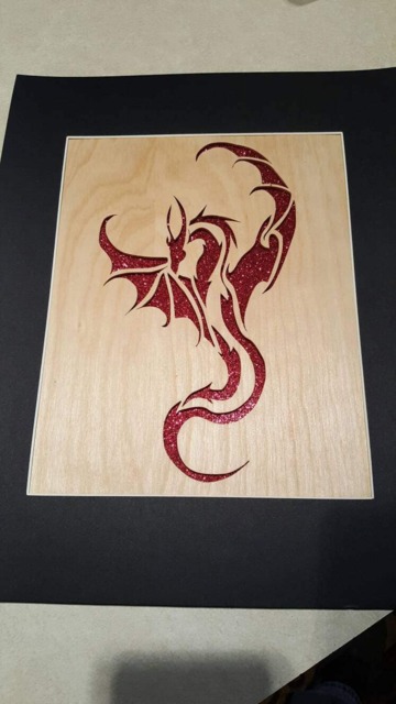 Hand-Cut Dragon Woodcut Scroll Saw Art, 11x14 Framed - image 1