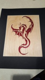 Hand-Cut Dragon Woodcut Scroll Saw Art, 11x14 Framed - thumbnail 1