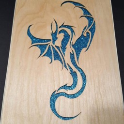 Hand-Cut Dragon Woodcut Scroll Saw Art, 11x14 Framed - thumbnail 2
