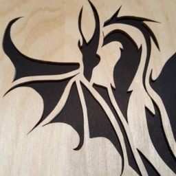 Hand-Cut Dragon Woodcut Scroll Saw Art, 11x14 Framed - thumbnail 4