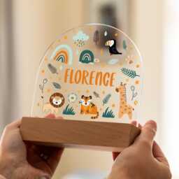 Jungle Animals Night Light, Personalised Lamp, Light With Name, Safari Kids Bedroom Nursery - Uv781 - thumbnail 2