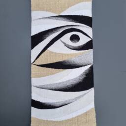 Handwoven Wall Tapestry Black & White Fiber Art Decor - thumbnail 2