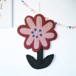 Handmade Punchneedle Flower Wall Hanging - Wool Felt Nursery Decor - thumbnail 1