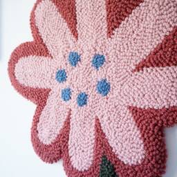 Handmade Punchneedle Flower Wall Hanging - Wool Felt Nursery Decor - thumbnail 4