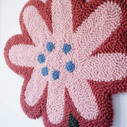 Handmade Punchneedle Flower Wall Hanging - Wool Felt Nursery Decor - thumbnail 2