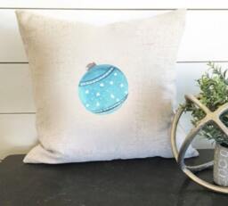 Blue Christmas Ornament 18 X Pillow Cover ///Holiday Gift Throw Accent - thumbnail 2