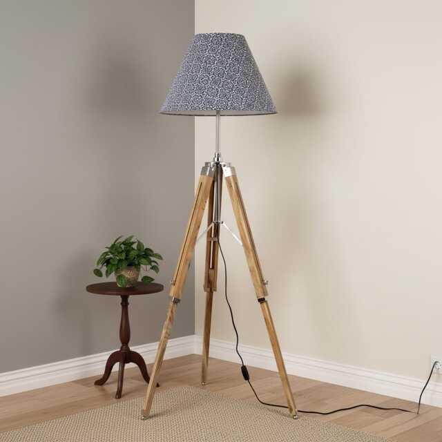 Mid Century Adjustable Floor Lamp - Wooden Tripod For Living Room Decor - Without Shade - image 1