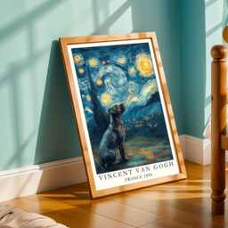 Staffordshire Bull Terrier Print, Starry Night Poster, Van Gogh Fall Style Gift, Gift For Coworker, 30Th Birthday Gifts Her - thumbnail 3