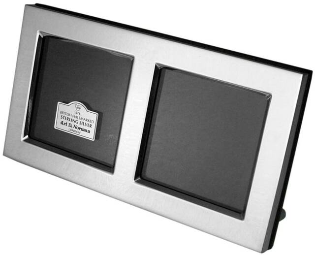 Double Picture Photo Frame Sterling Silver With Wooden Back 2 - image 1