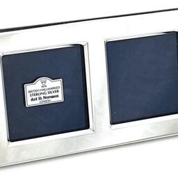 Double Picture Photo Frame Sterling Silver With Wooden Back 2 - thumbnail 2