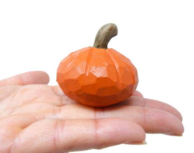 Pumpkin Wooden Decor - Hand Carved Rustic Fall Harvest Autumn Accent - image 1