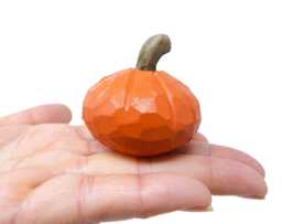 Pumpkin Wooden Decor - Hand Carved Rustic Fall Harvest Autumn Accent - thumbnail 1