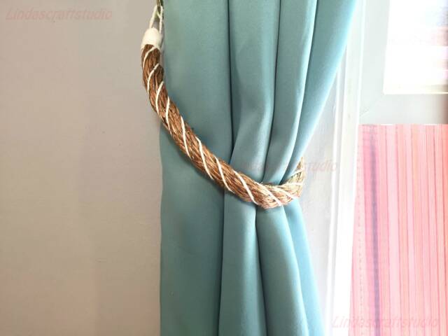 Chunky Manila Rope Curtain Tiebacks Nautical Beach House Decor - image 1
