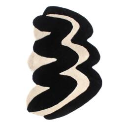 Wavy Zig Zag Hand Tufted Rug, Irregular Black & White Wool Area Rug - thumbnail 3