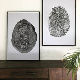 Fingerprint Art, & Tree Rings, Woodcut Print, Lumber, Wood Wall Art, Meditation, Comparison - thumbnail 2