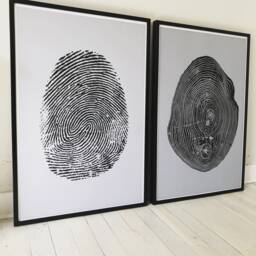 Fingerprint Art, & Tree Rings, Woodcut Print, Lumber, Wood Wall Art, Meditation, Comparison - thumbnail 1