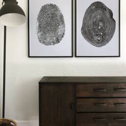 Fingerprint Art, & Tree Rings, Woodcut Print, Lumber, Wood Wall Art, Meditation, Comparison - thumbnail 3