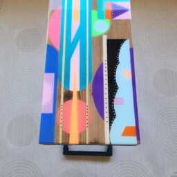 Handmade Colorful Epoxy Resin C Table Wooden Sofa Side Laptop Stand - thumbnail 3