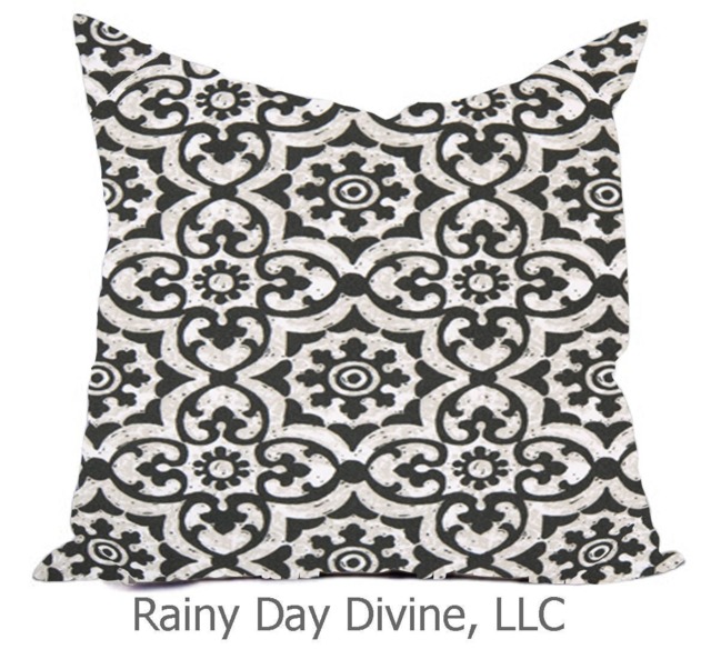 Outdoor Pillows Or Indoor Custom Cover - Black Gray Taupe White Contemporary Modern Geometric Coastal 18x18, 16x16 - image 1