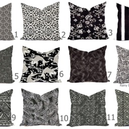 Outdoor Pillows Or Indoor Custom Cover - Black Gray Taupe White Contemporary Modern Geometric Coastal 18x18, 16x16 - thumbnail 2