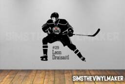Hockey Player Decal - Leon Draisaitl Decal Boy Bedroom Hockey Decor Vinyl Sticker Large Vinyl Wall - thumbnail 1