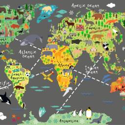 Huge Boys Room Map Of The World Playroom Decal Wall Stickers Kids Bedroom Decals W208 - thumbnail 2