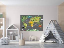 Huge Boys Room Map Of The World Playroom Decal Wall Stickers Kids Bedroom Decals W208 - thumbnail 1