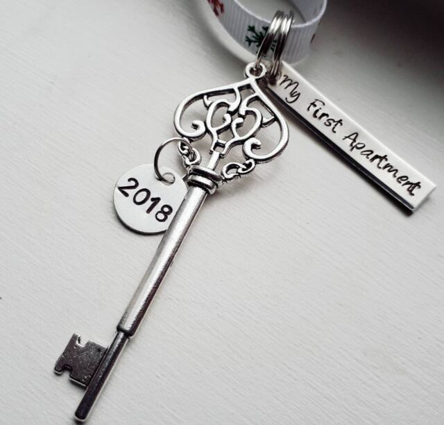 My First Apartment 2026 Personalized Hand Stamped Our New House Christmas Ornament With Skeleton Key Charm - Warming Gift - image 1