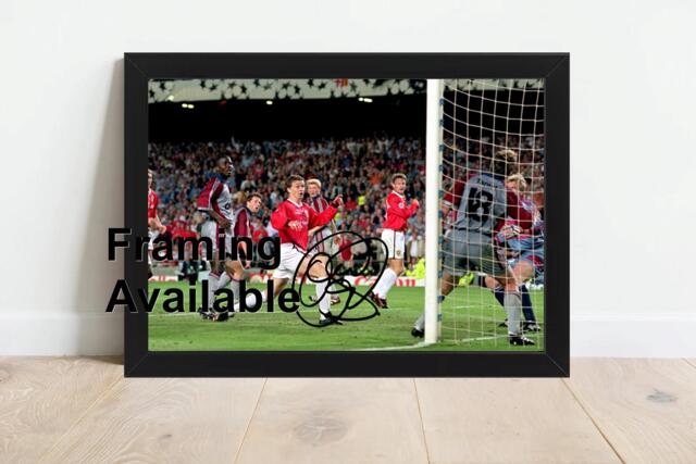 1999 Ole Gunnar Solskjaer Signed Man Utd Printed Autograph Print Photo Framed Option Champions League Treble Season - image 1