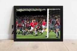 1999 Ole Gunnar Solskjaer Signed Man Utd Printed Autograph Print Photo Framed Option Champions League Treble Season - thumbnail 1