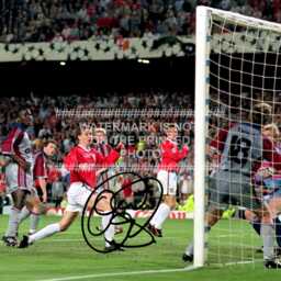1999 Ole Gunnar Solskjaer Signed Man Utd Printed Autograph Print Photo Framed Option Champions League Treble Season - thumbnail 2