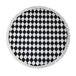 Black & White Cotton Baby Play Mat, Round Nursery Rug, Scandinavian Decor, Soft Floor Deer Print - thumbnail 3