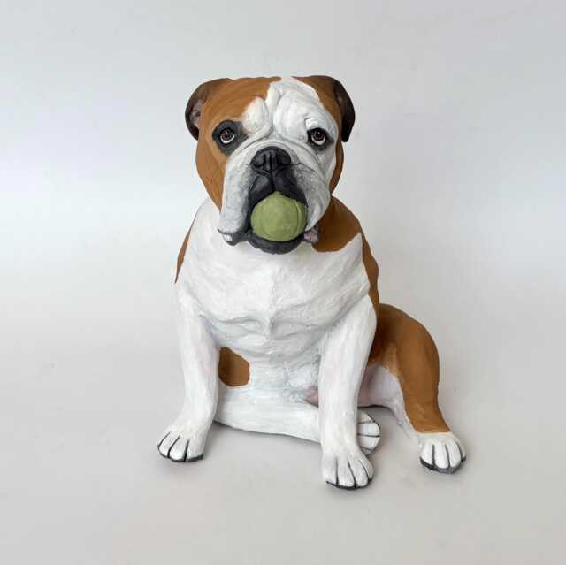 Custom English Bulldog Pet Memorial Urn Clay Sculpture Portrait - image 1