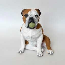 Custom English Bulldog Pet Memorial Urn Clay Sculpture Portrait - thumbnail 1
