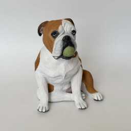 Custom English Bulldog Pet Memorial Urn Clay Sculpture Portrait - thumbnail 2