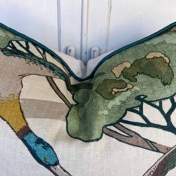 Mulberry Flying Ducks Emerald Green Luxury Cushion Pillow Cover Lumbar Rectangular - thumbnail 2