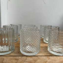 Set Of 3 Glass Votive Textured Jar Tealight Candle Holder - Garden Wedding Party - thumbnail 3