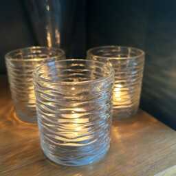 Set Of 3 Glass Votive Textured Jar Tealight Candle Holder - Garden Wedding Party - thumbnail 2