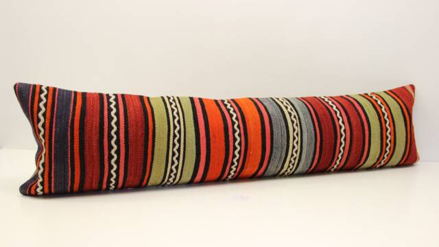 Handmade King Kilim Pillow Cover 12x48, Turkish Lumbar - image 1