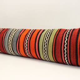 Handmade King Kilim Pillow Cover 12x48, Turkish Lumbar - thumbnail 3