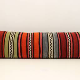 Handmade King Kilim Pillow Cover 12x48, Turkish Lumbar - thumbnail 2