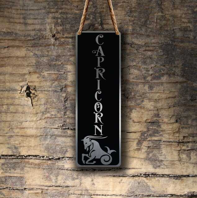 Capricorn Zodiac Sign Wall Art Brushed Silver Hanging Plaque - image 1