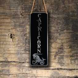 Capricorn Zodiac Sign Wall Art Brushed Silver Hanging Plaque - thumbnail 1