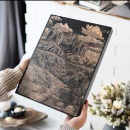 Cathedral Rock Scene Wall Art - Engraved Wood Lithograph Travel Illustration, Southwest Home Decor, Desert Art, Oak Creek Canyon - thumbnail 3