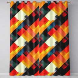 Abstract Bold Overlapping Geometric Blocks Modern Seamless Pattern Readymade Eyelet Ring Top Thermal 100% Blackout Curtains - thumbnail 2