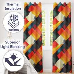 Abstract Bold Overlapping Geometric Blocks Modern Seamless Pattern Readymade Eyelet Ring Top Thermal 100% Blackout Curtains - thumbnail 3