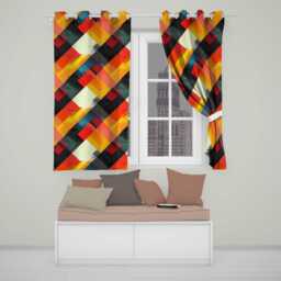 Abstract Bold Overlapping Geometric Blocks Modern Seamless Pattern Readymade Eyelet Ring Top Thermal 100% Blackout Curtains - thumbnail 1