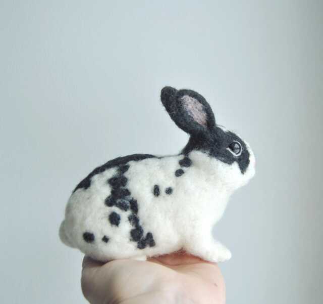 Custom Made Rabbit, Needle Felted Handmade Lifelike Felt Rabbit Harlequin Rabbit, Mini Rex, Dutch Rabbit Or Any Other Breed - image 1